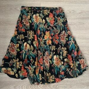 Vintage Hibiscus Floral Midi Skirt Size M